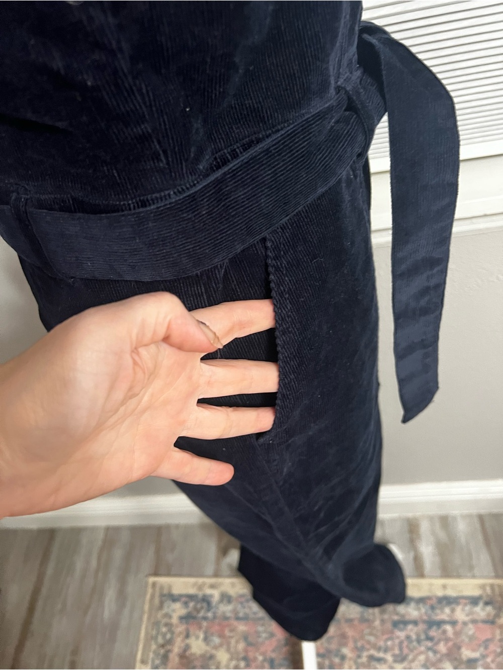Habitual Navy Corduroy Short Sleeve Utility Chic Jumpsuit with Belt 6 Small - Picture 10 of 15
